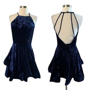 B.Darlin New With Tags Strappy Back Blue Velvet Party Dress Size 5/6